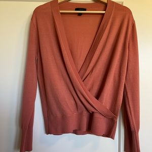 J. Crew V-Neck Wrap-Front Merino Wool Sweater Size M GUC